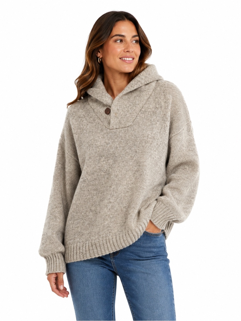 Vintage London Fog Outdoors Unlimited Wool Blend Shawl Collar Sweater Size L Oat